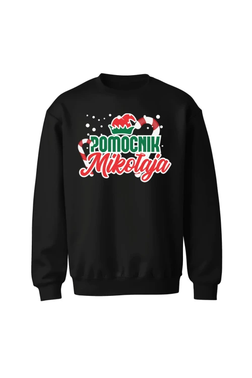 Bluza bez kaptura Pomocnik Mikołaja - czarna