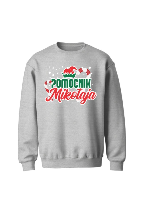 Bluza bez kaptura Pomocnik Mikołaja - szara
