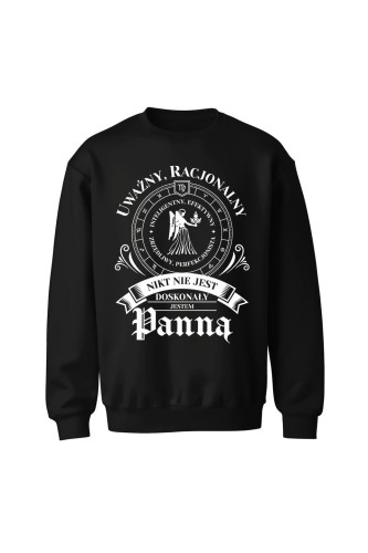 Bluza bez kaptura Nikt nie jest doskonały jestem Panną - czarna