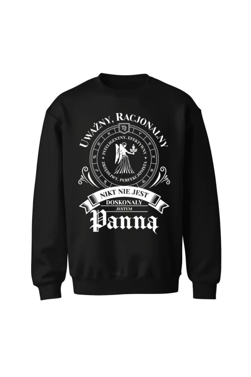 Bluza bez kaptura Nikt nie jest doskonały jestem Panną - czarna