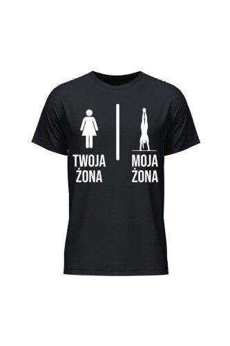 Koszulka męska Twoja żona vs Moja żona kalistenika - czarna