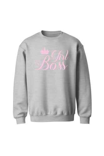 Bluza bez kaptura Girl Boss - szara
