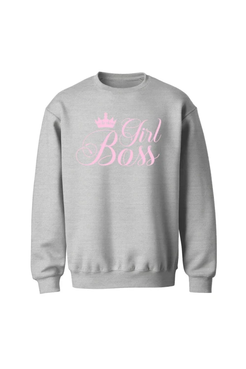 Bluza bez kaptura Girl Boss - szara