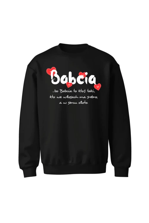 Bluza bez kaptura Babcia - czarna