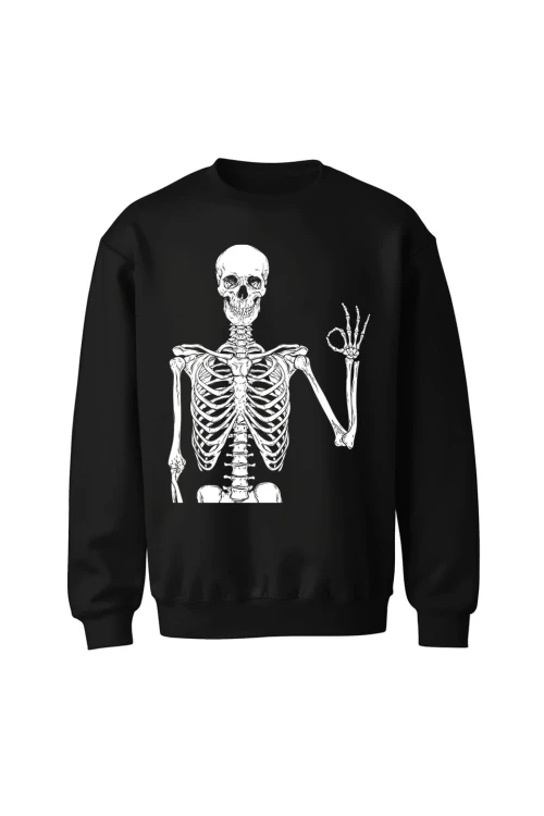 Bluza bez kaptura Szkielet wszystko gra - czarna
