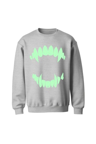 Bluza bez kaptura Zęby wampira - szara