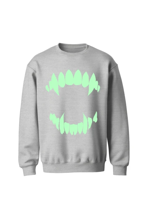 Bluza bez kaptura Zęby wampira - szara