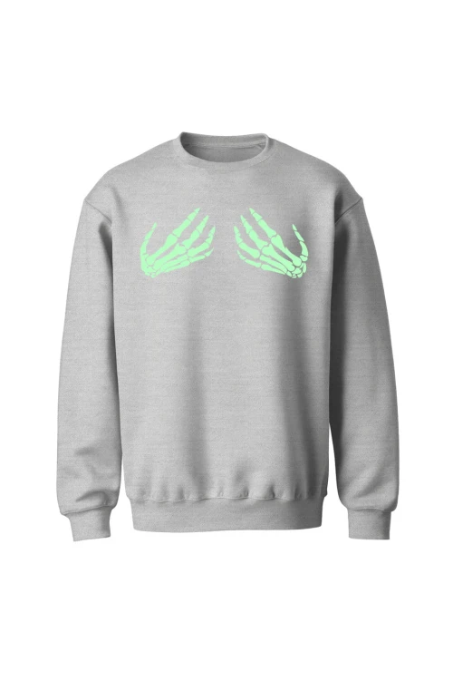 Bluza bez kaptura Szkielet dłonie - szara