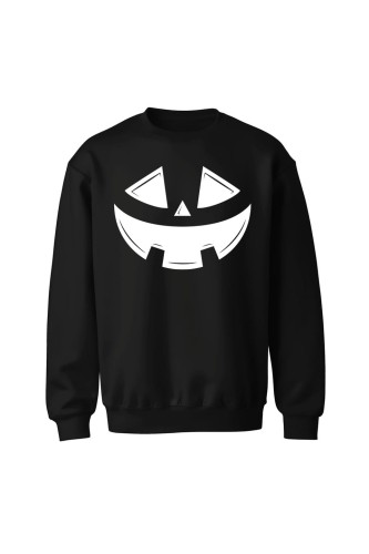 Bluza bez kaptura Dynia uśmiech - czarna