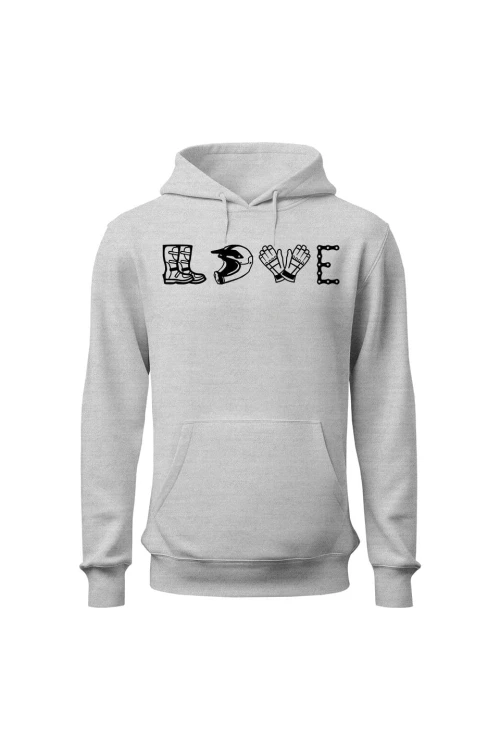 Bluza męska z kapturem LOVE MOTO - szara
