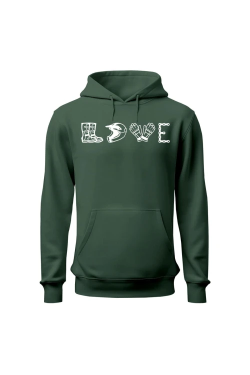 Bluza męska z kapturem LOVE MOTO - zielona