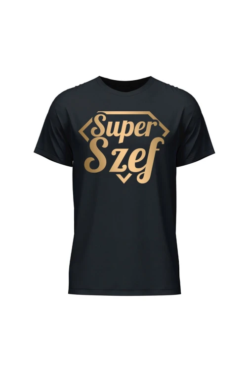 Koszulka męska Super szef - czarna