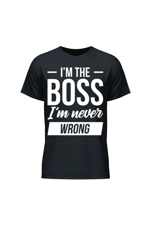 Koszulka męska Im the boss im never wrong - czarna