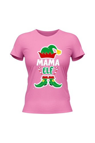 Koszulka damska Mama elf - różowa