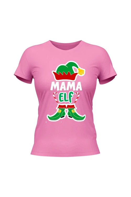 Koszulka damska Mama elf - różowa