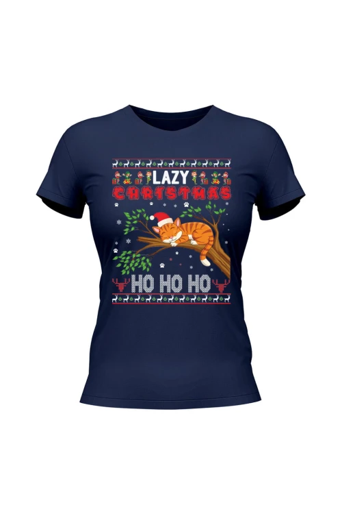 Koszulka damska Lazy christmas ho ho ho - granatowa