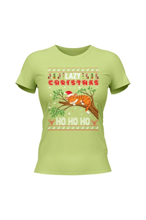 Koszulka damska Lazy christmas ho ho ho - limonka