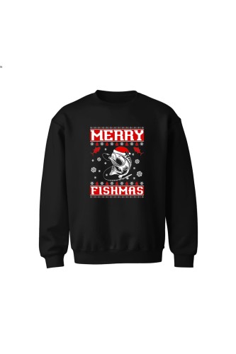Bluza dziecięca bez kaptura Merry Fishmas - czarna