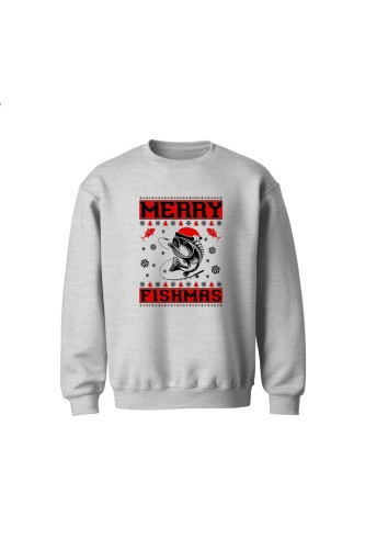 Bluza dziecięca bez kaptura Merry Fishmas - szara