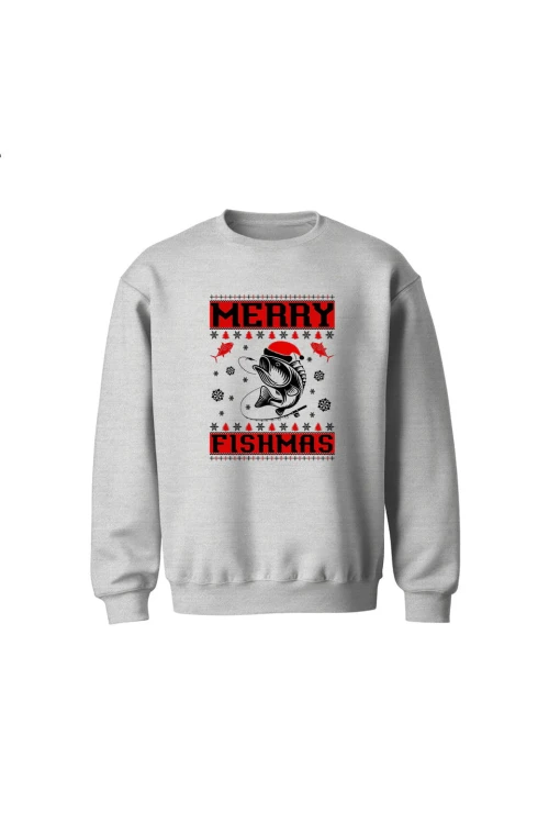 Bluza dziecięca bez kaptura Merry Fishmas - szara