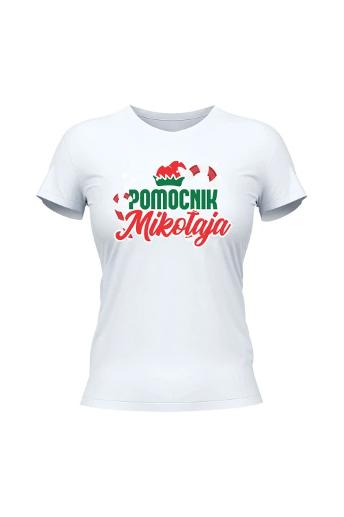 Koszulka damska Pomocnik Mikołaja - biała