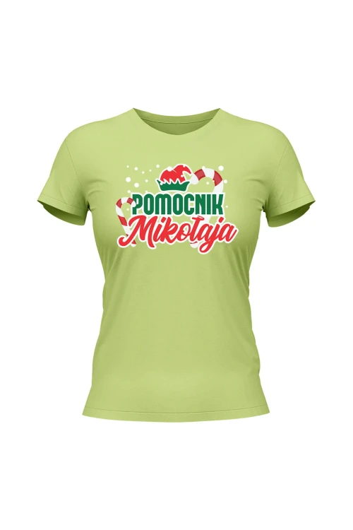Koszulka damska Pomocnik Mikołaja - limonka