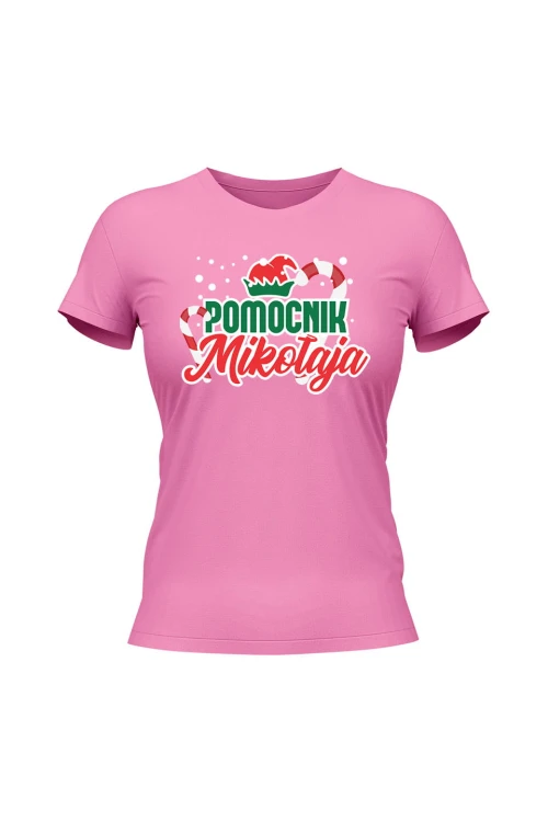 Koszulka damska Pomocnik Mikołaja - różowa