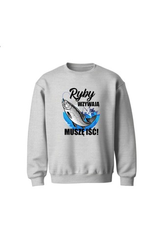 Bluza dziecięca bez kaptura Ryby wzywają muszę iść - szara