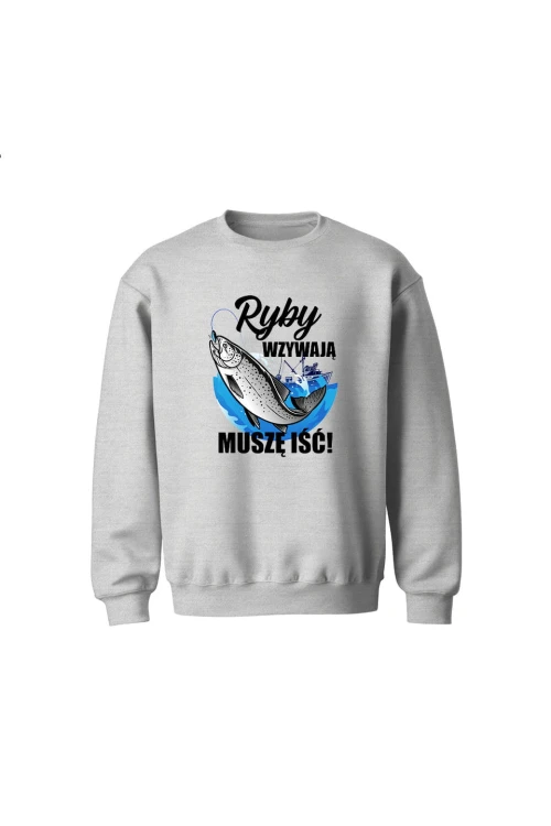 Bluza dziecięca bez kaptura Ryby wzywają muszę iść - szara
