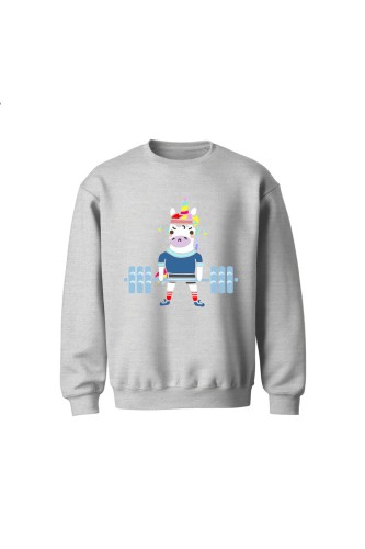 Bluza dziecięca bez kaptura Jednorożec - szara