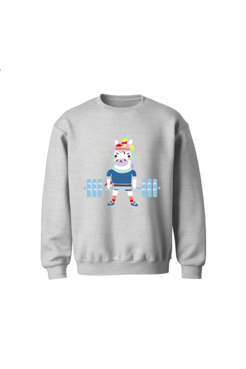 Bluza dziecięca bez kaptura Jednorożec - szara