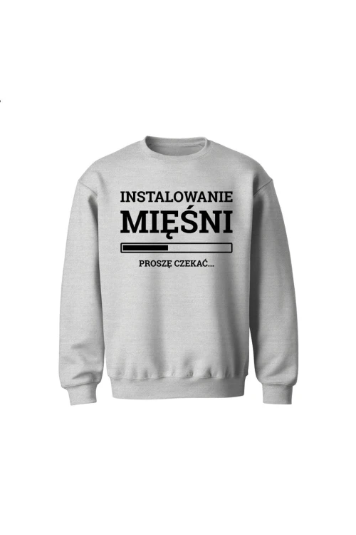 Bluza dziecięca bez kaptura Instalowanie mięśni Proszę czekać - szara
