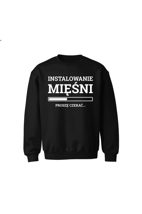 Bluza dziecięca bez kaptura Instalowanie mięśni Proszę czekać - czarna