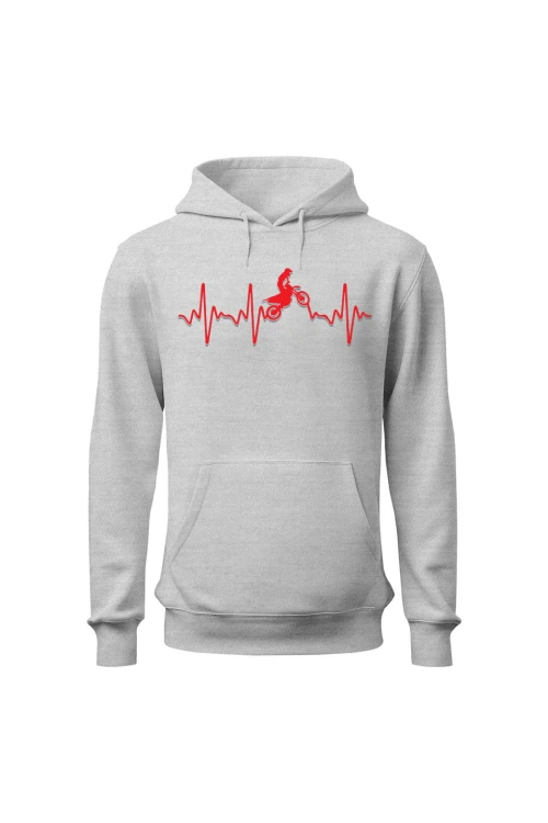 Bluza męska z kapturem Motocross heartbeat - szara