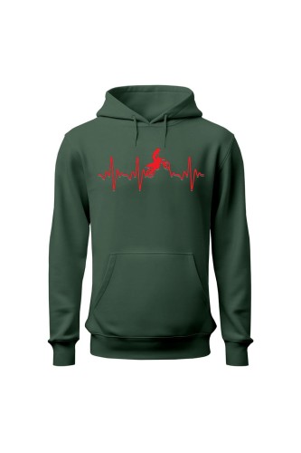 Bluza męska z kapturem Motocross heartbeat - zielona