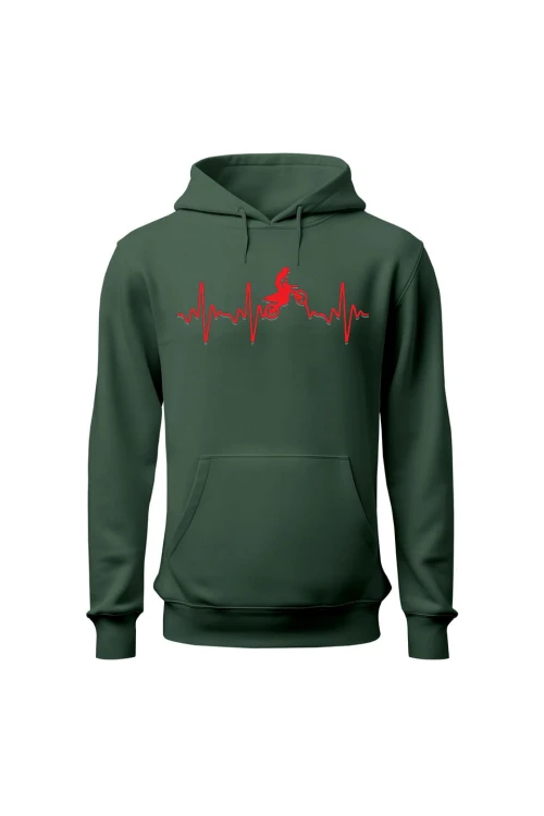 Bluza męska z kapturem Motocross heartbeat - zielona