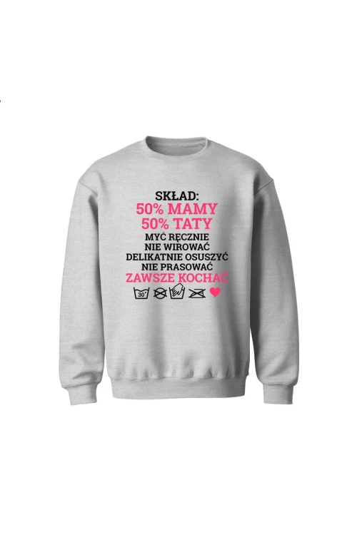 Bluza dziecięca bez kaptura Skład dziecka różowy - szara