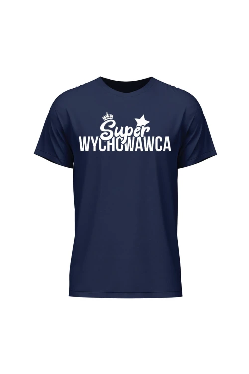 Koszulka męska Super wychowawca - granatowa