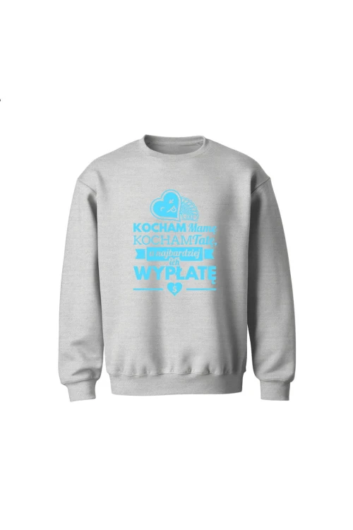 Bluza dziecięca bez kaptura Kocham mamę kocham tatę a najbardziej ich wypłatę - szara