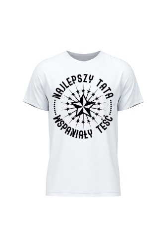 Koszulka męska Najlepszy Tata Wspaniały Teść - biała