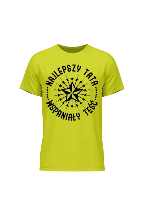 Koszulka męska Najlepszy Tata Wspaniały Teść - limonka