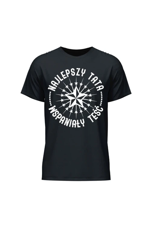 Koszulka męska Najlepszy Tata Wspaniały Teść - czarna