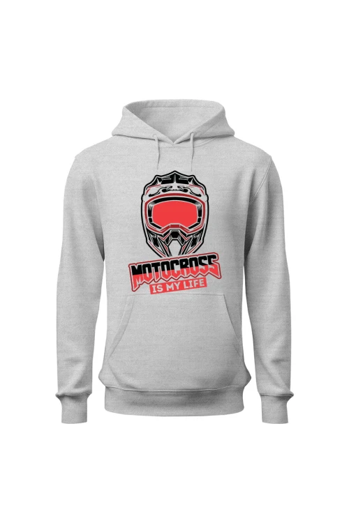 Bluza męska z kapturem Motocross is my life - szara