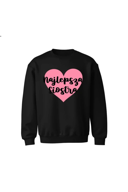 Bluza dziecięca bez kaptura Najlepsza siostra - czarna