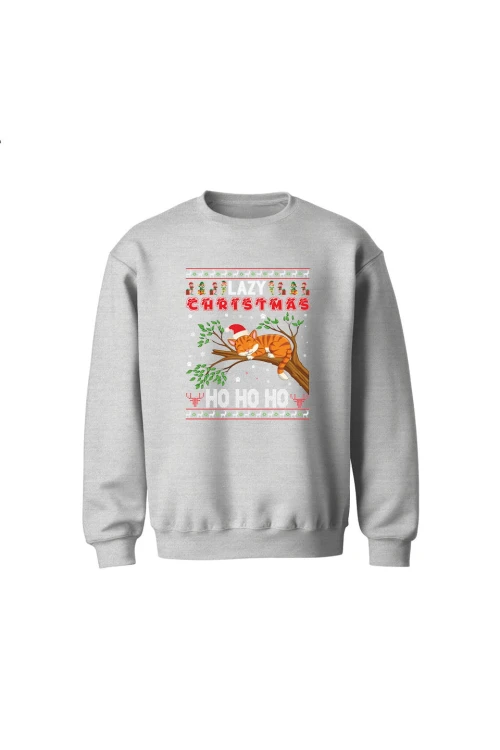 Bluza dziecięca bez kaptura Lazy christmas ho ho ho - szara