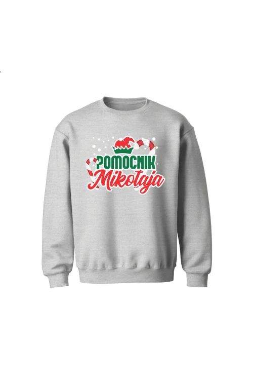 Bluza dziecięca bez kaptura Pomocnik Mikołaja - szara