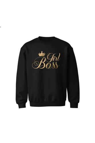Bluza dziecięca bez kaptura Girl Boss złoty nadruk