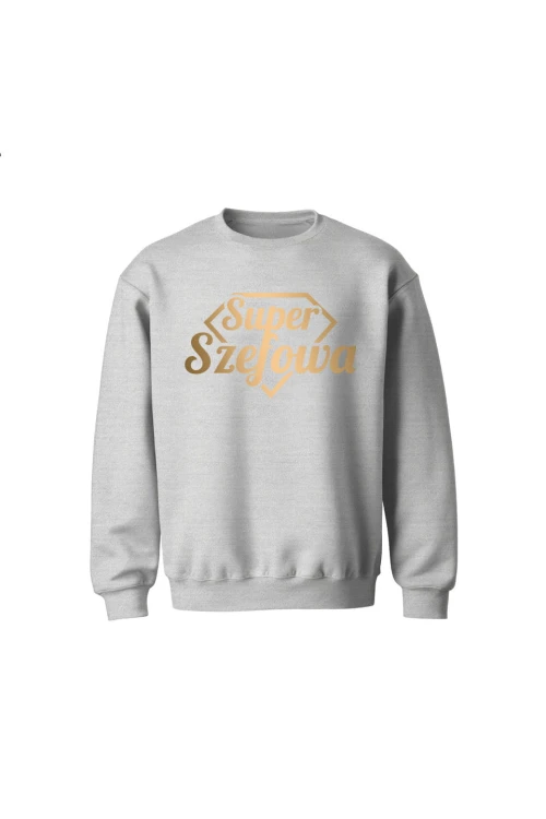 Bluza dziecięca bez kaptura Super Szefowa złoty nadruk - szara