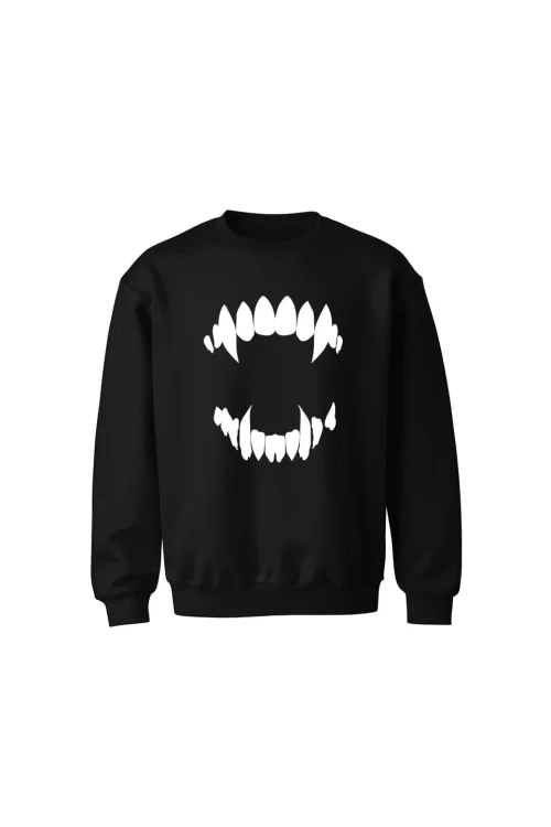 Bluza dziecięca bez kaptura Zęby wampira - czarna