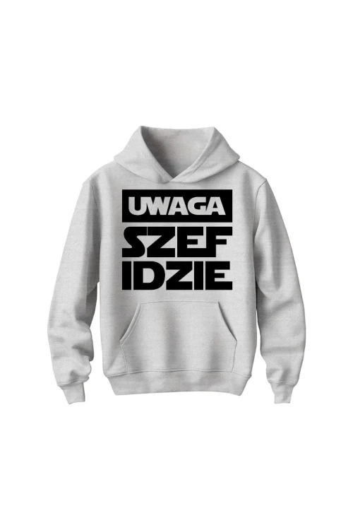 Bluza dziecięca z kapturem Uwaga szef idzie - szara